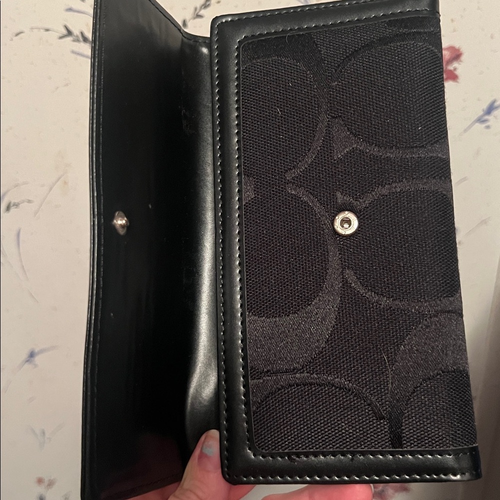 Coach Black Signature Wallet+ checkbook - Picture 2 of 4